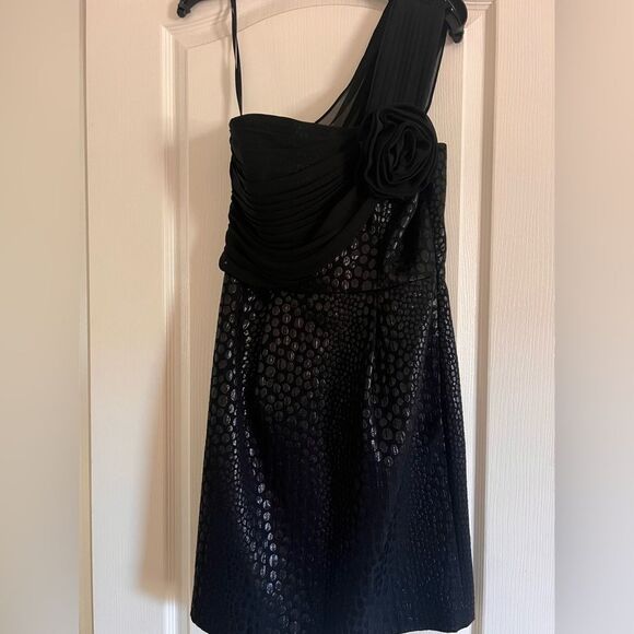 Laundry by shelli segal black brocade chiffon one shoulder dress - Picture 7 of 11